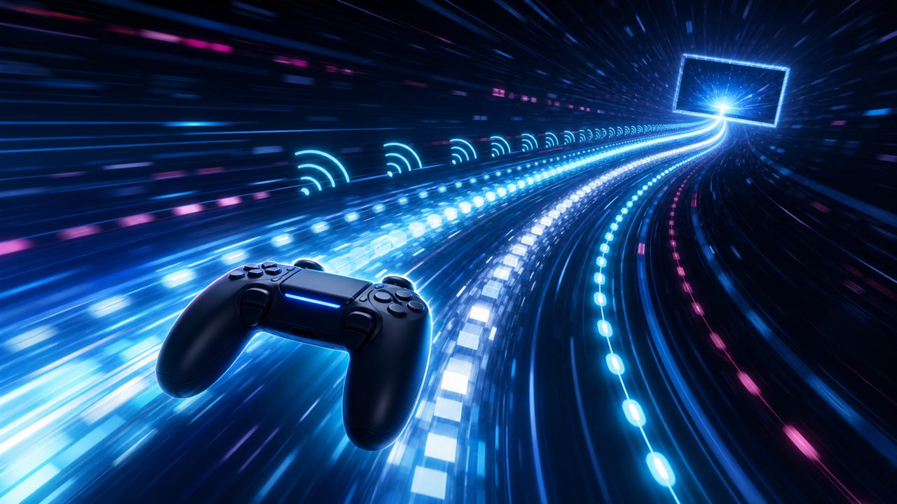 Controller moving through fast wireless input signals toward a PC screen